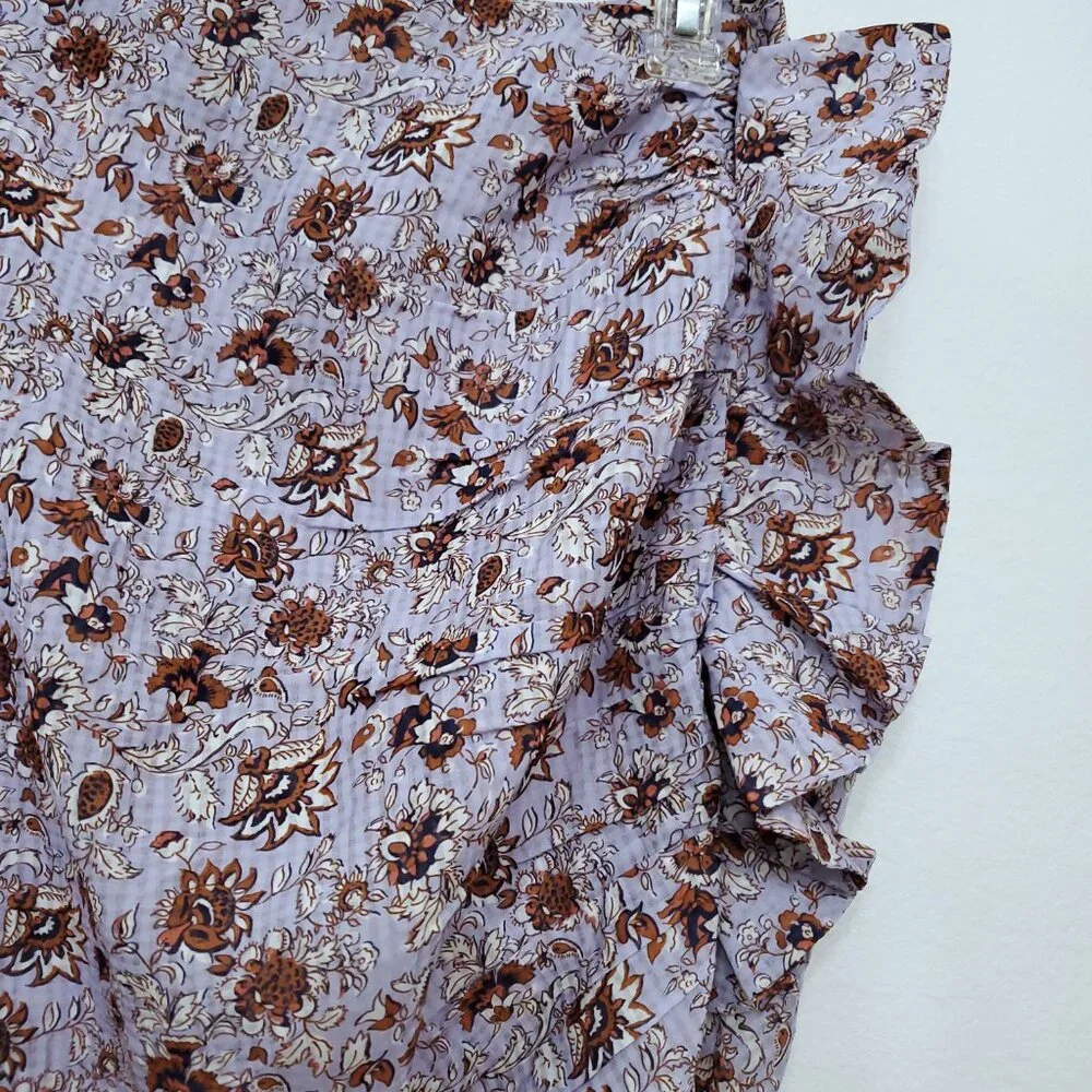 Veronica Beard Hazel Ruched Asymmetrical Skirt In Lavender Floral Print Size XS